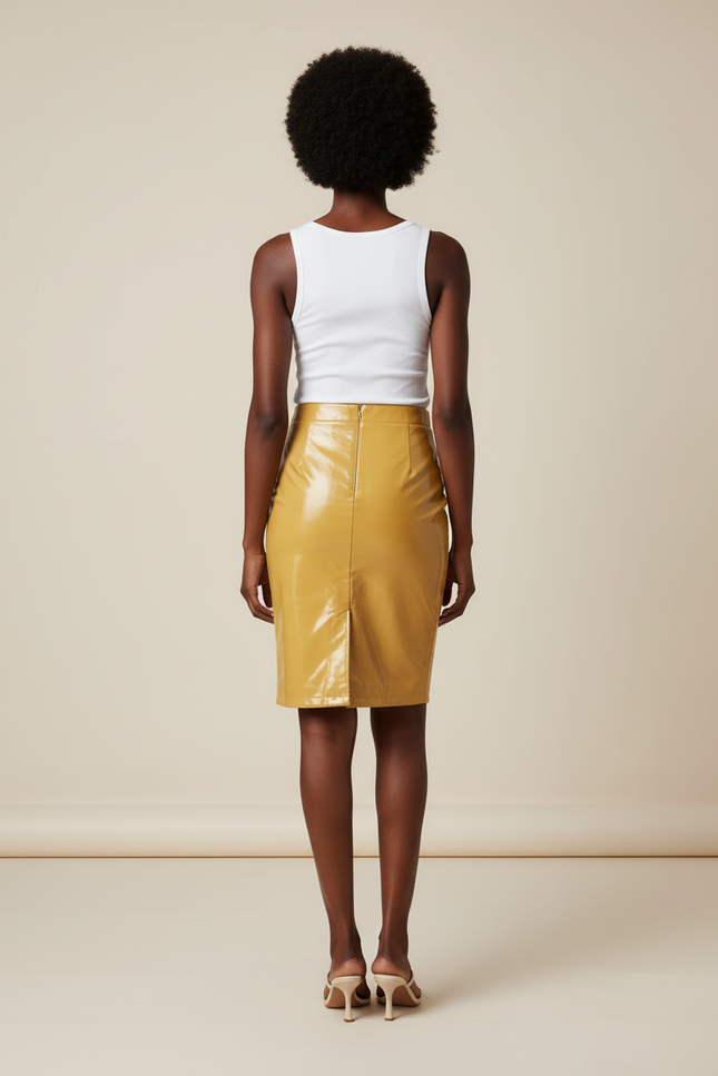 Jupe Crayon Jaune Brillant Bodycon