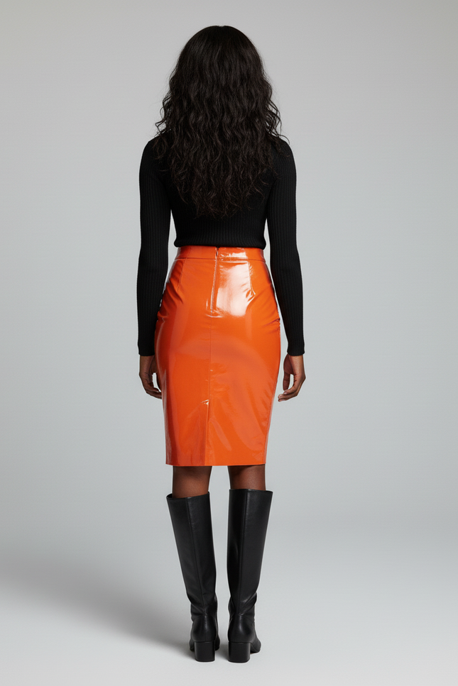 Jupe Crayon Orange Brillante Chic
