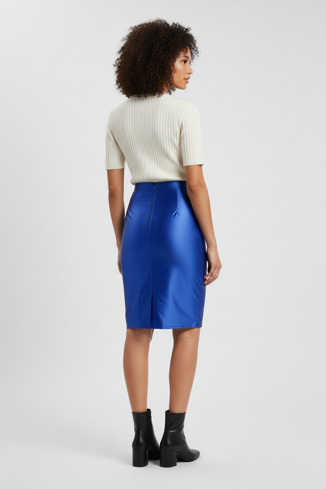 Jupe Crayon Bleue Brillante Éclatante