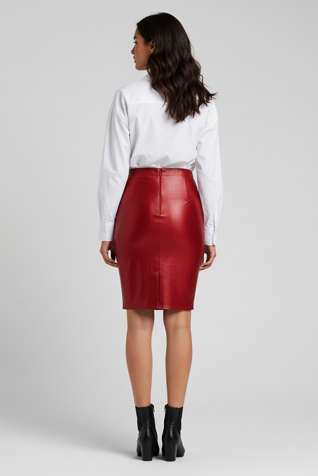 Jupe Crayon Rouge Brillante Chic