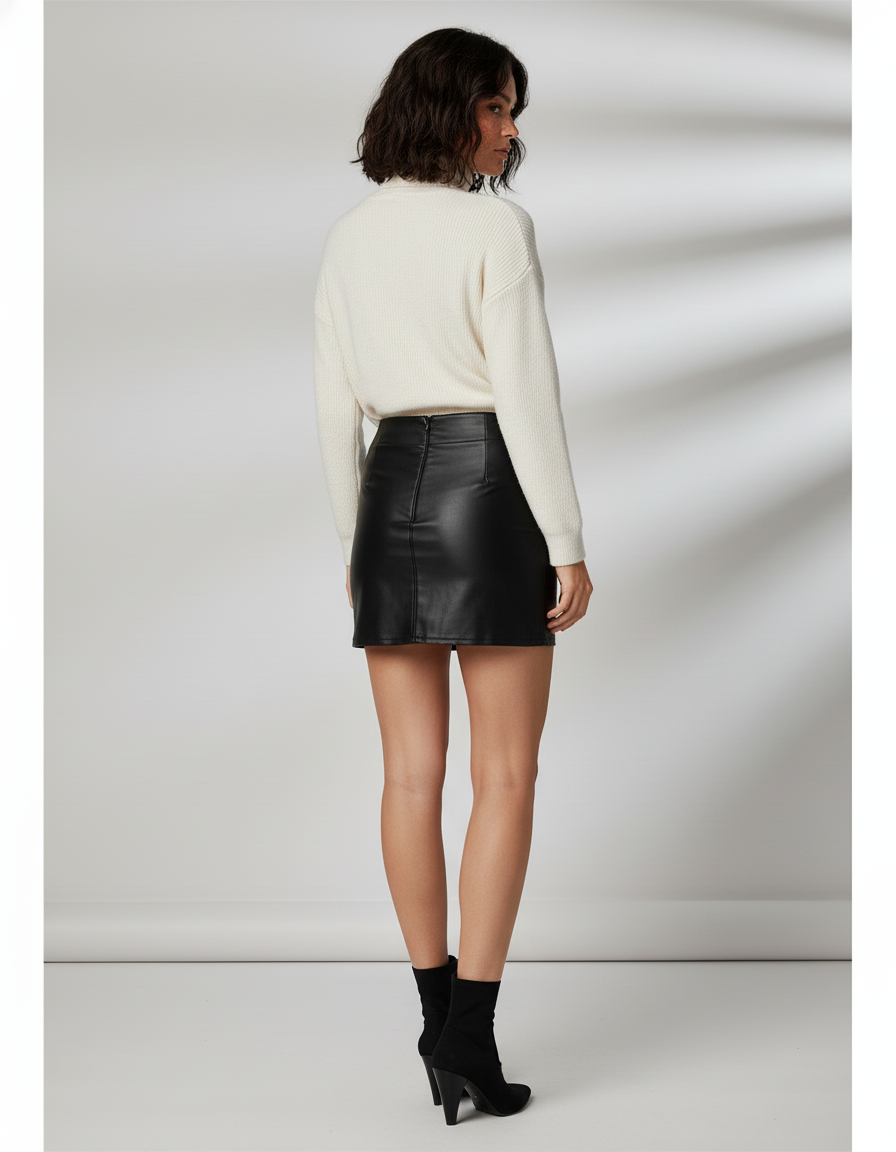 Jupe Crayon Noire Brillante Chic