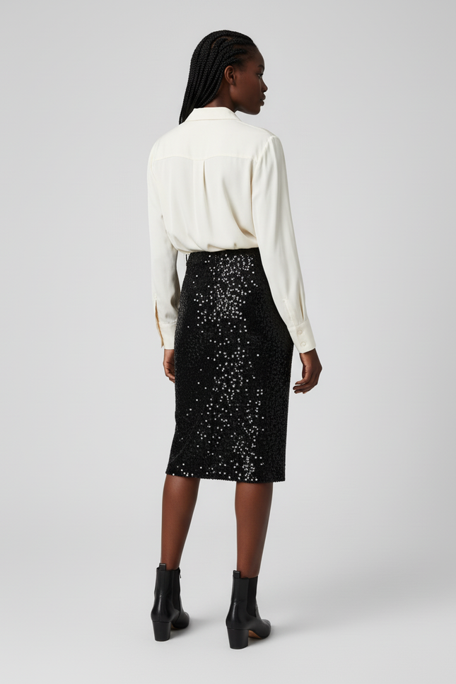 Jupe Crayon Noire Pailletée Chic