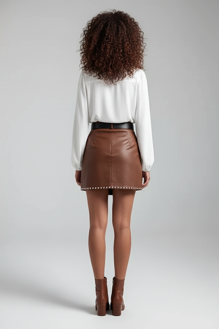 Jupe Crayon Similicuir Clous Chic