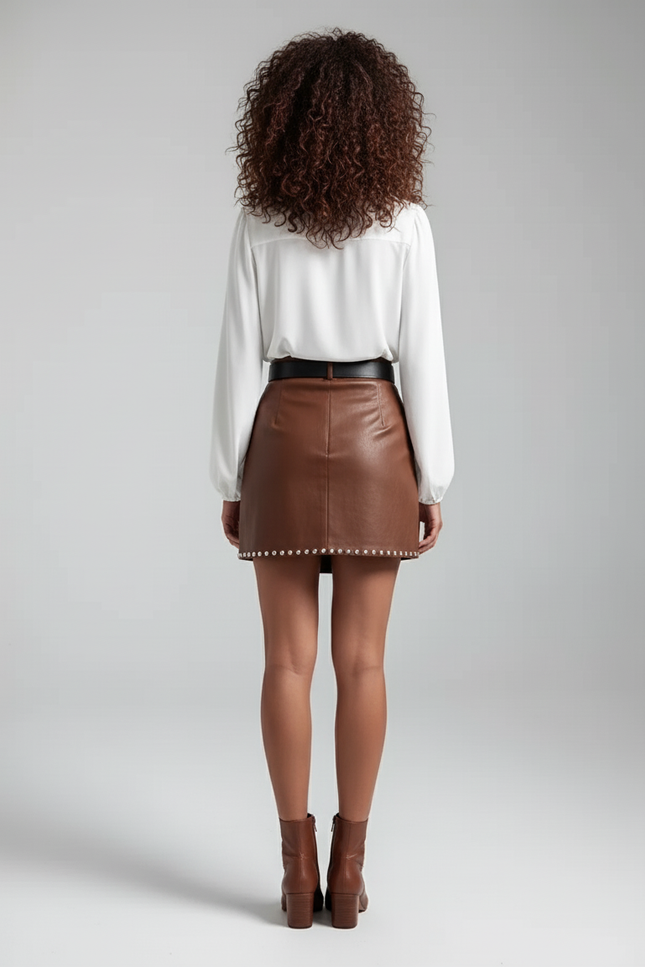 Jupe Crayon Similicuir Clous Chic