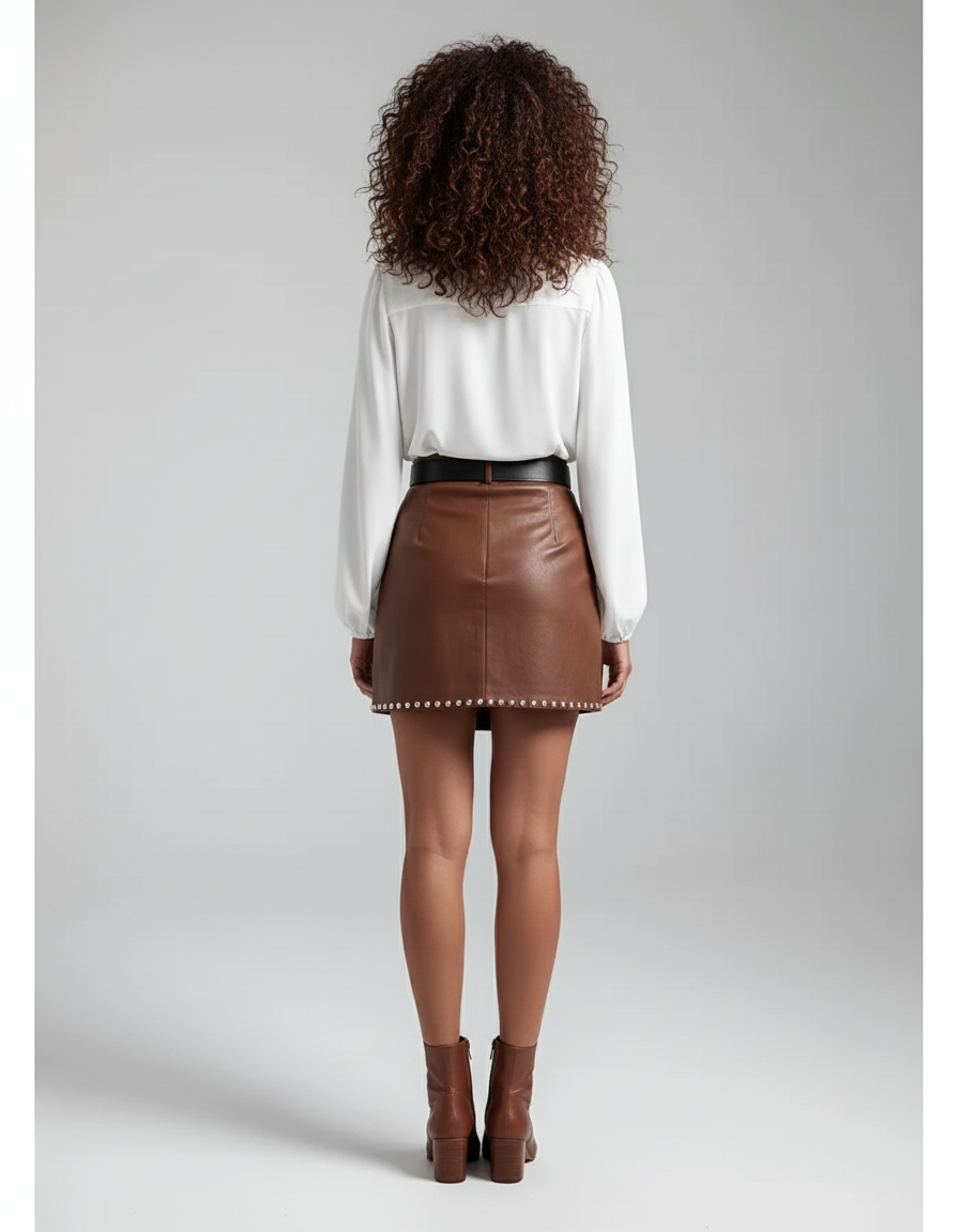 Jupe Crayon Similicuir Clous Chic