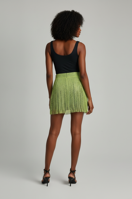 Jupe Crayon Néon Franges Scintillantes Chic