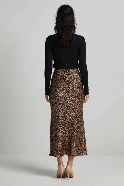 Jupe Crayon Satinée Léopard Chic