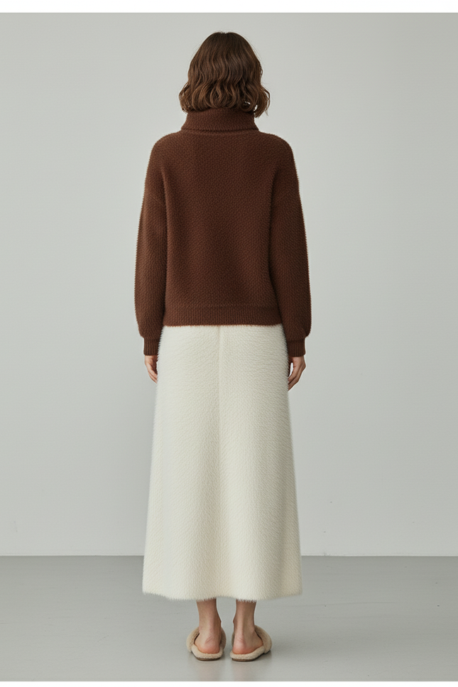 Jupe Crayon Crème Douce Décontractée