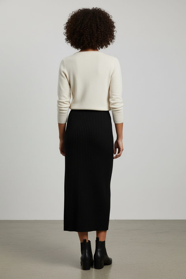Jupe Crayon Tricotée Nervurée Chic