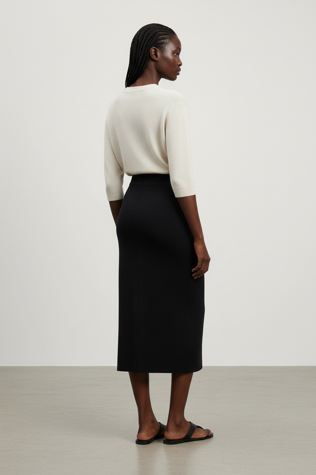 Jupe Crayon Noire Fendue Chic