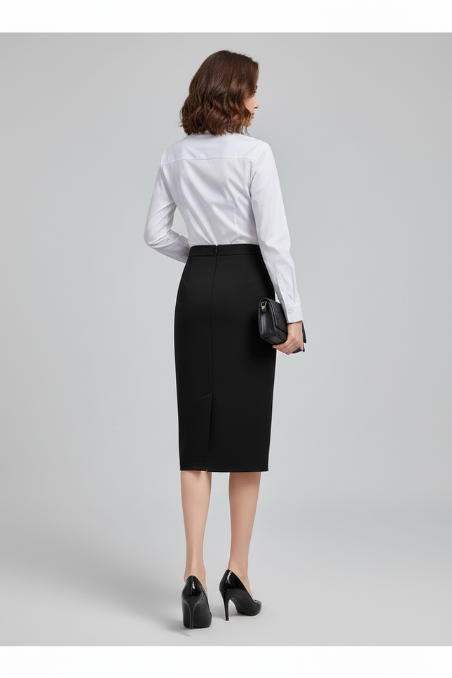 Jupe Crayon Noire Taille Haute Élégante