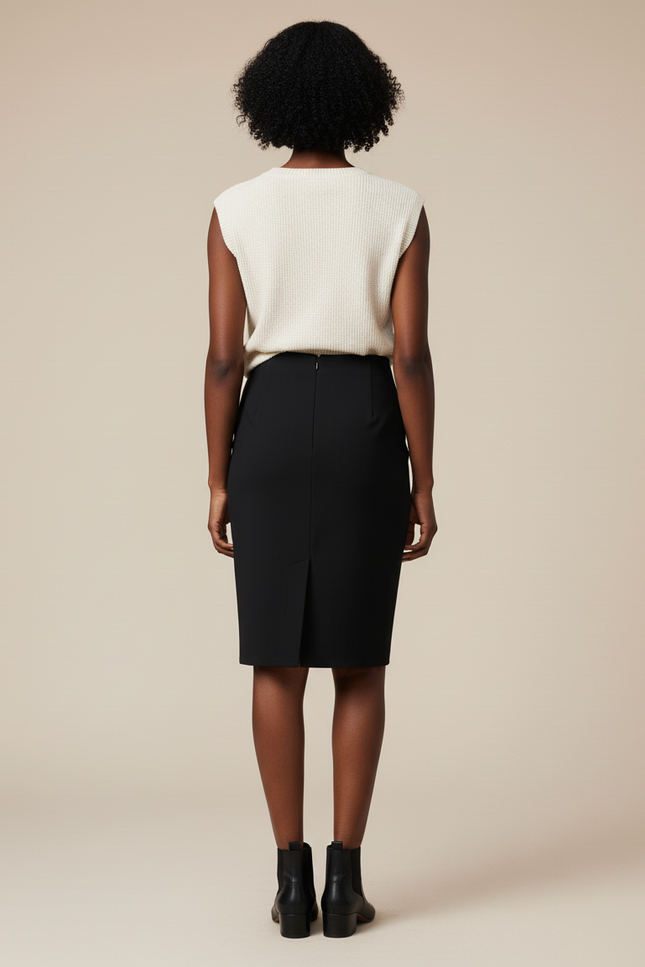 Jupe Crayon Noire Taille Haute Élégante