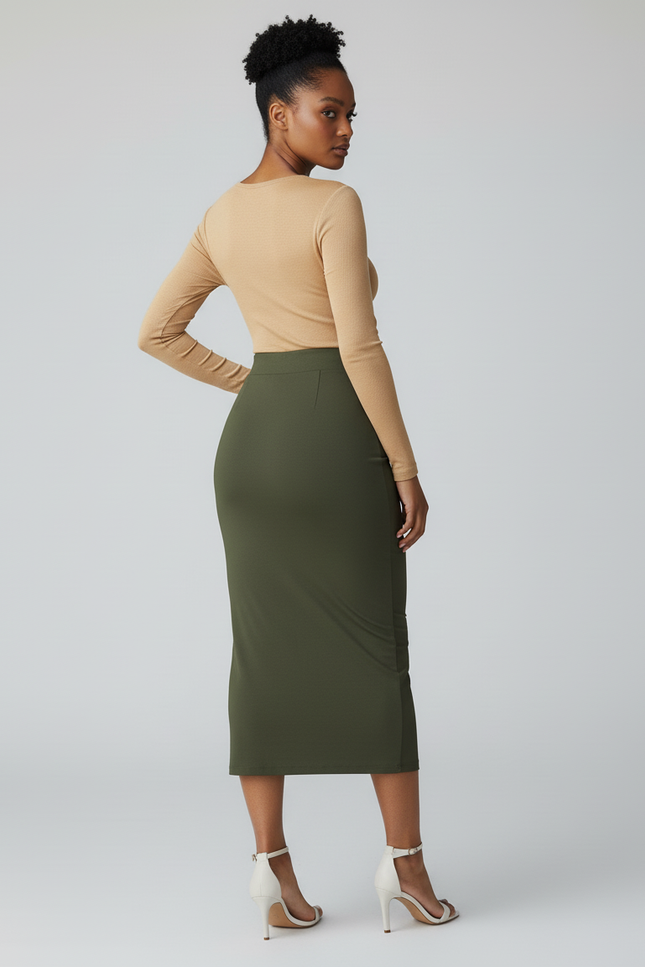 Jupe Crayon Vert Bouteille