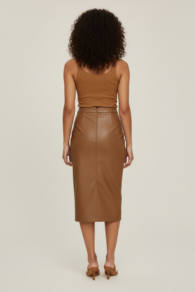 Jupe Crayon Similicuir Fendue Chic