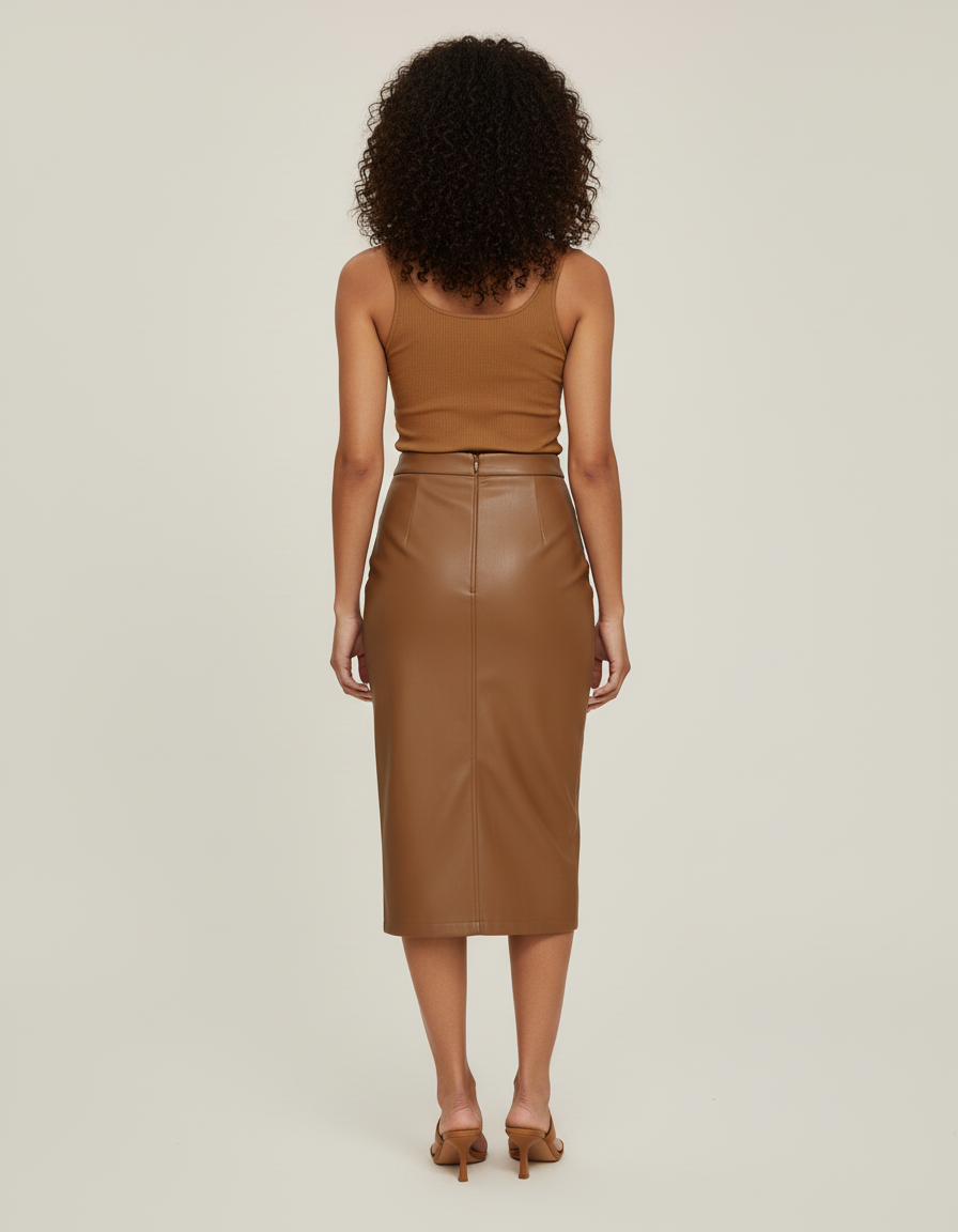 Jupe Crayon Similicuir Fendue Chic