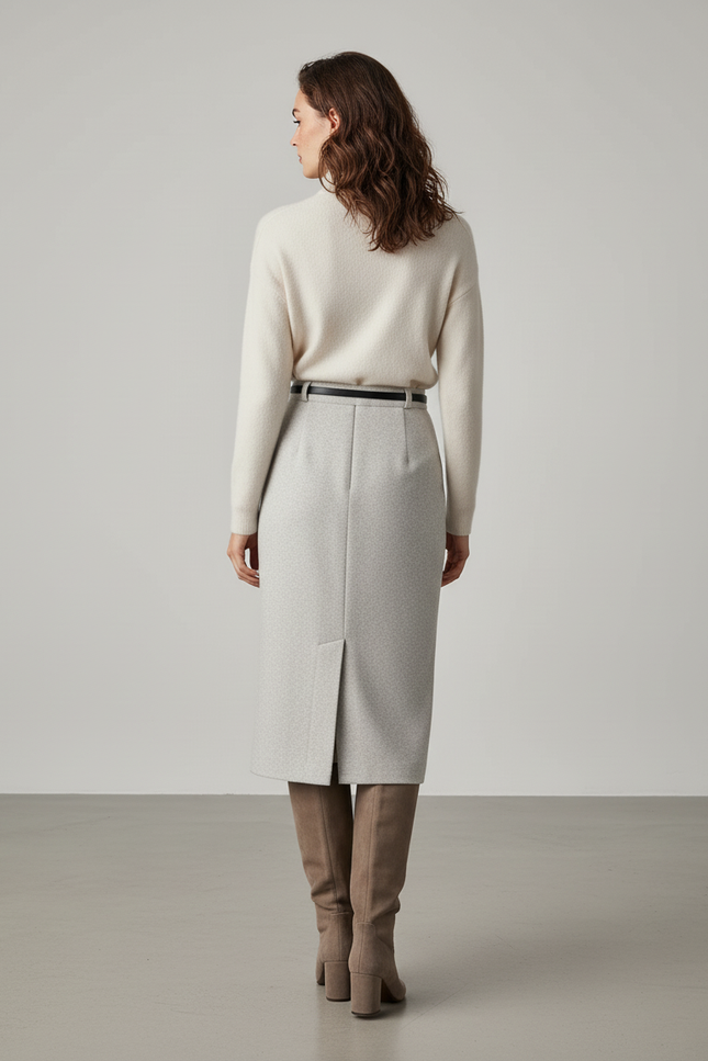 Jupe Crayon Taille Haute Avec Ceinture