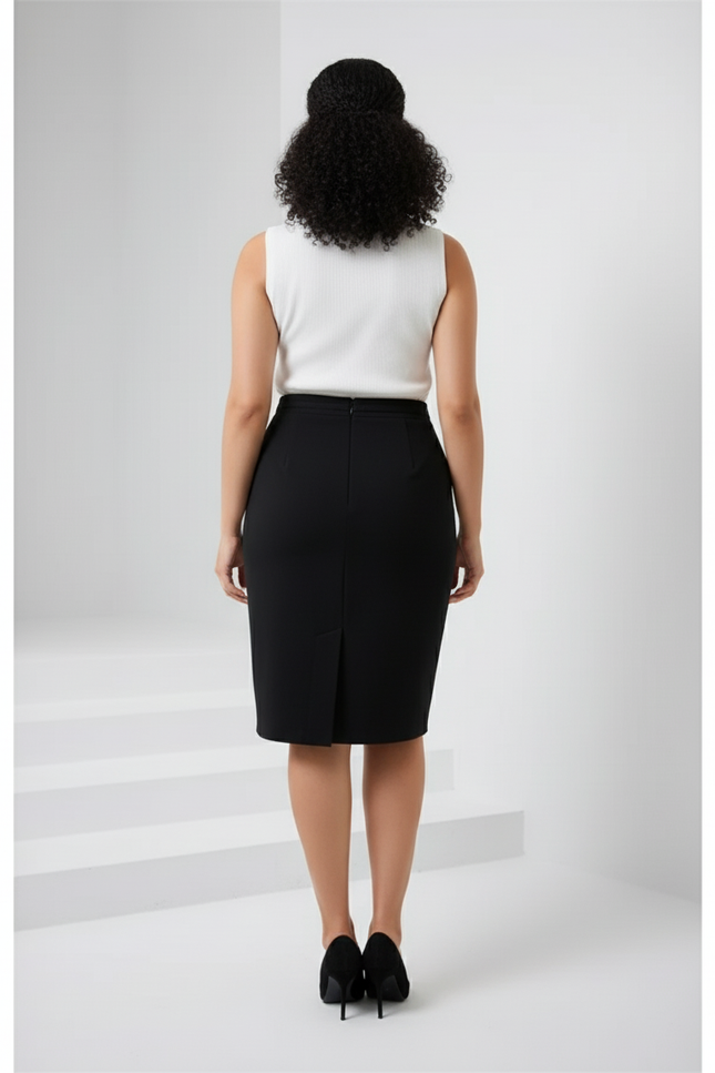 Jupe Crayon Noire Taille Haute Chic