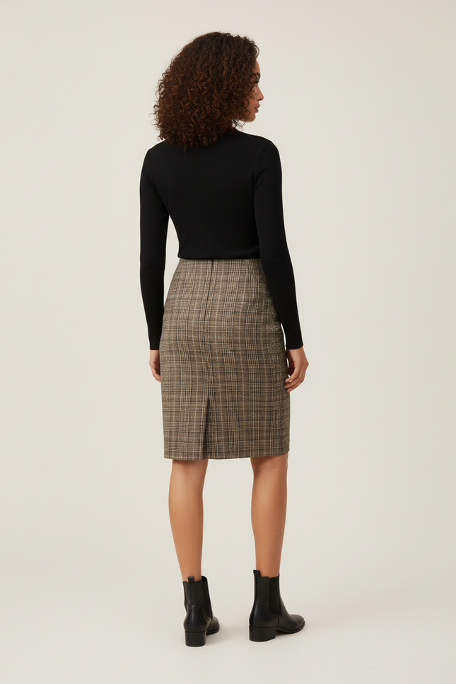 Jupe Crayon En Laine À Carreaux Chic