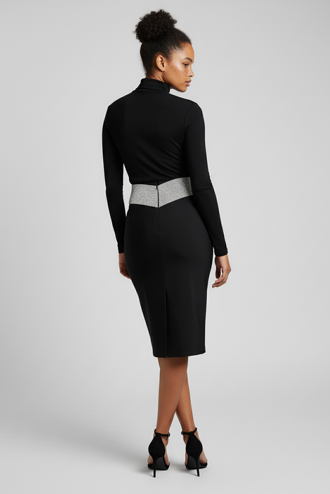 Jupe Crayon Noire Scintillante Élégante