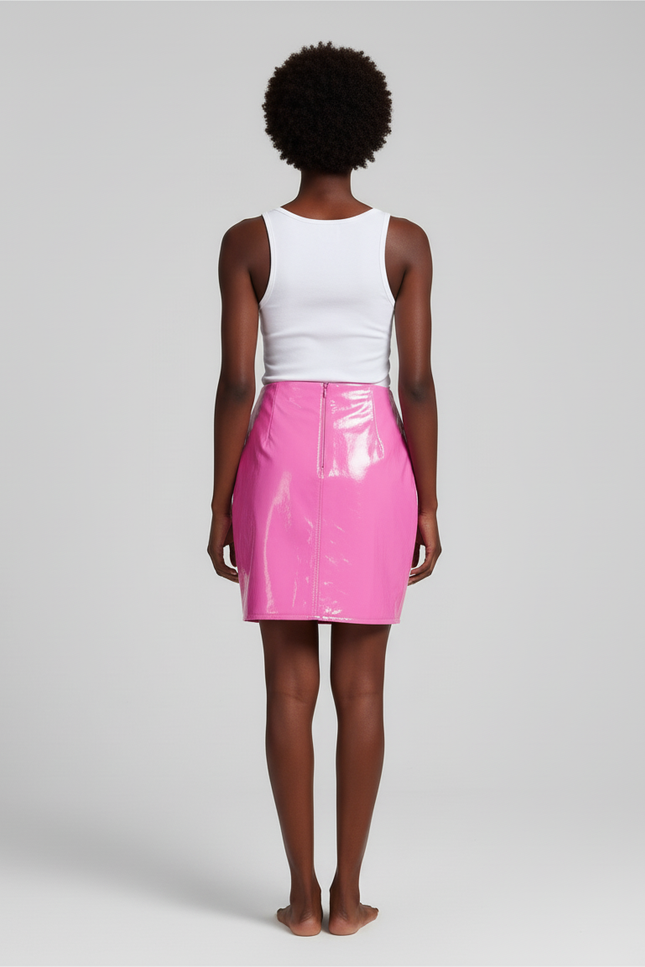 Jupe Crayon Rose Vif Brillante Chic