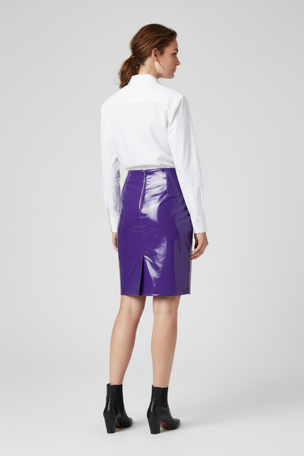 Jupe Crayon Violet Verni Chic