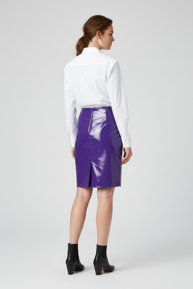 Jupe Crayon Violet Verni Chic