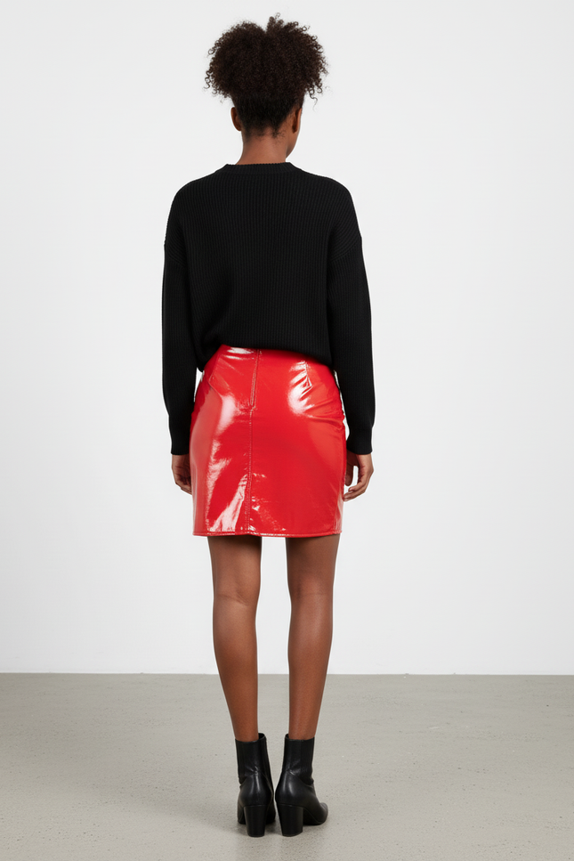 Jupe Crayon Rouge Vernie Chic