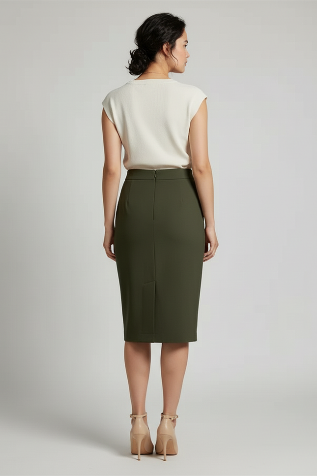 Jupe Crayon Vert Kaki