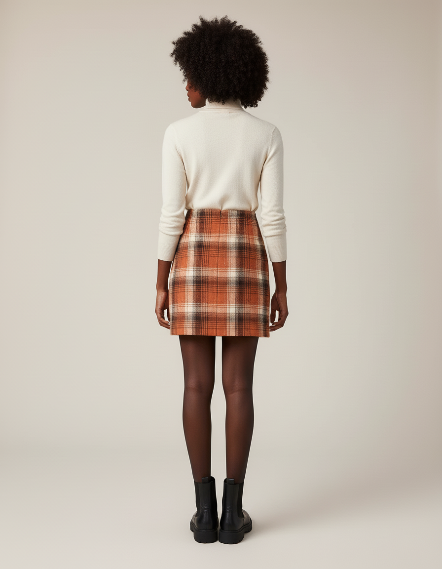 Jupe Crayon Écossaise Laine Chic