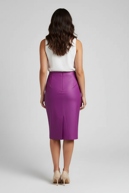 Jupe Crayon En Cuir Taille Haute