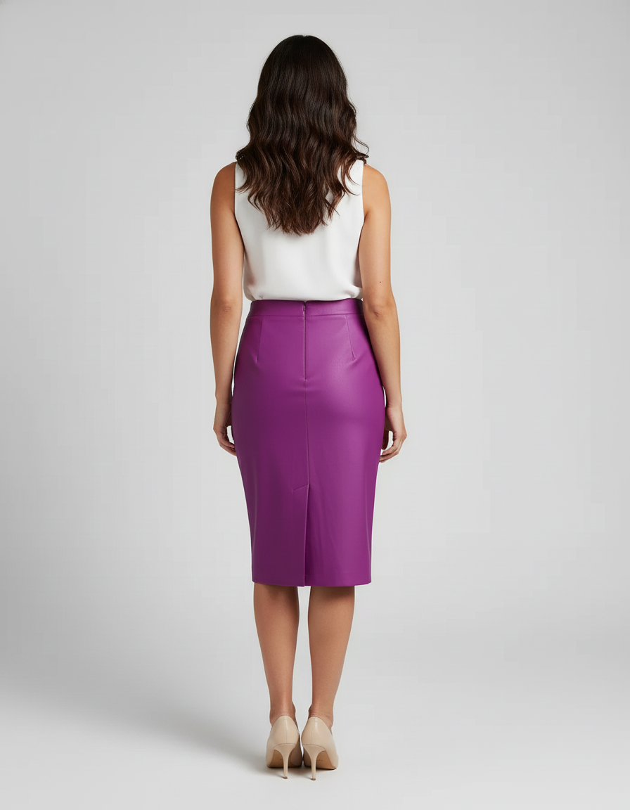 Jupe Crayon En Cuir Taille Haute