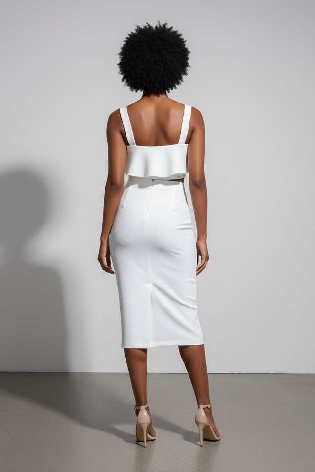 Jupe Crayon Blanche Taille Haute Élégante