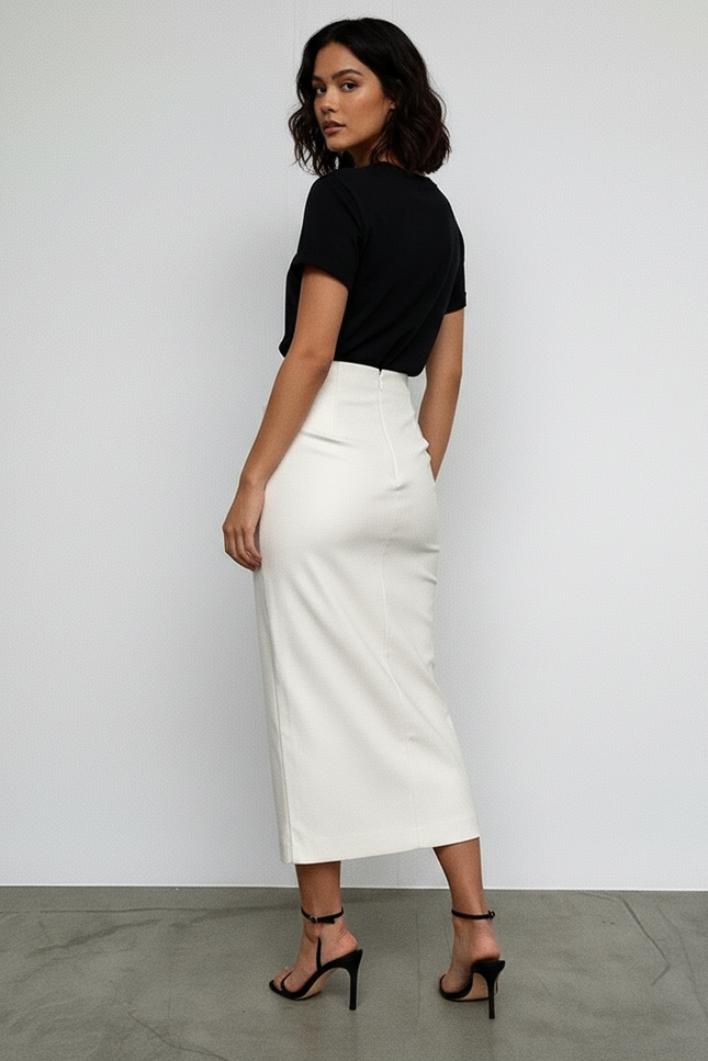 Jupe Crayon Blanche Similicuir Chic