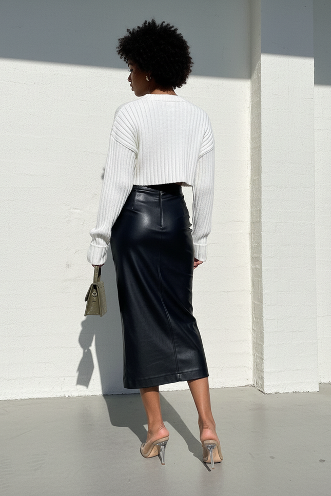 Jupe Crayon Noire Similicuir Chic