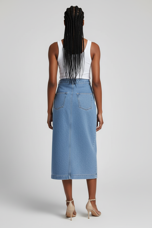 Jupe Crayon Denim Boutonnée Chic