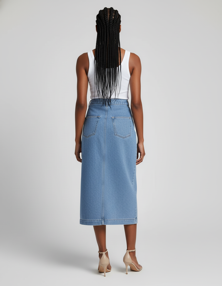 Jupe Crayon Denim Boutonnée Chic