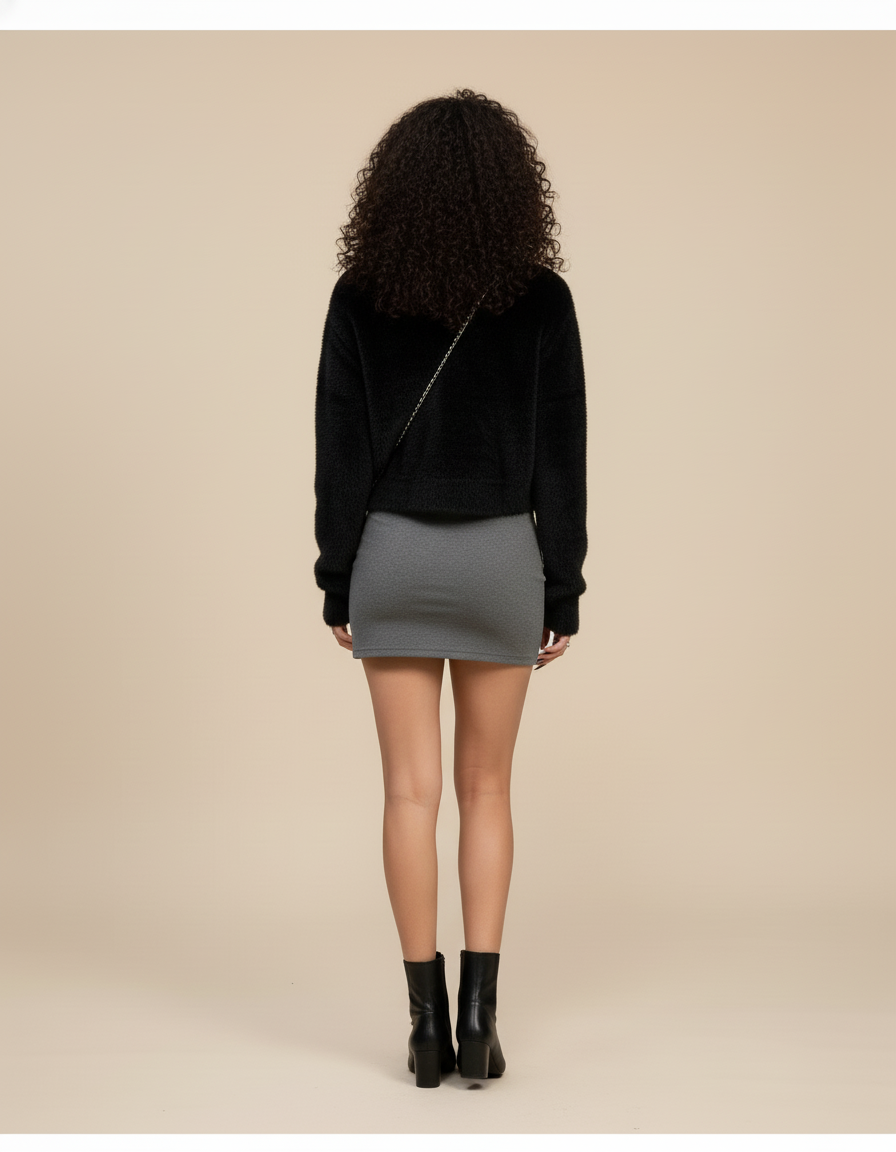 Jupe Crayon Gris Chiné