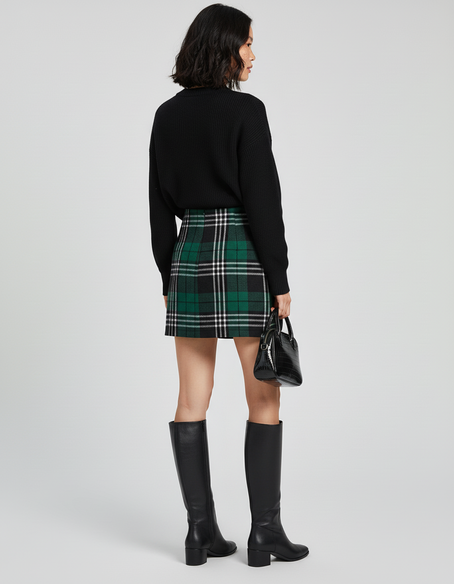 Jupe Crayon Laine Écossaise Chic