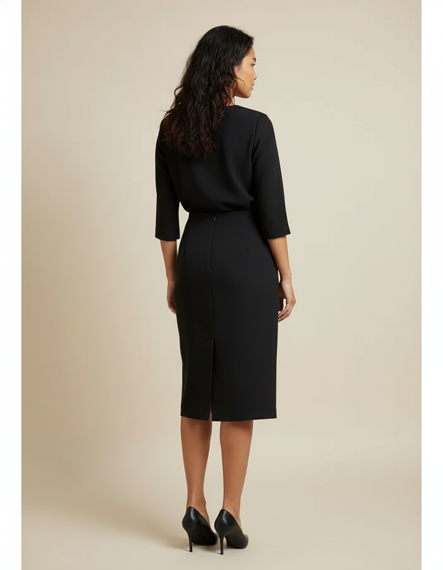 Jupe Crayon Noire Fente Élégante
