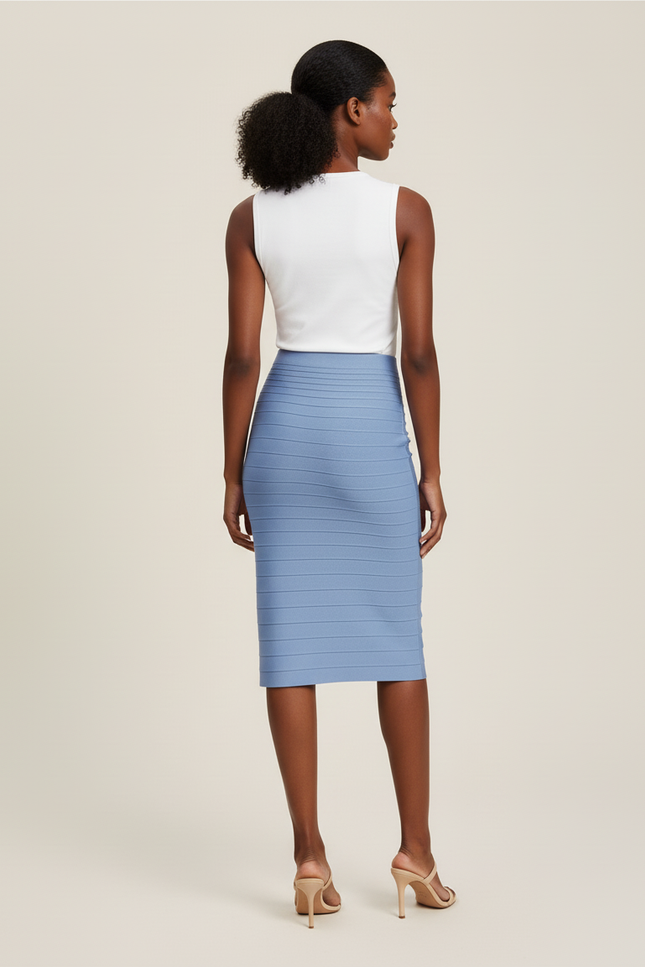 Jupe Crayon Bleu Ciel Bandage Chic
