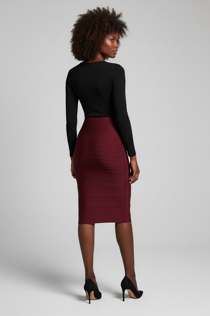 Jupe Crayon Bordeaux Chic Zip