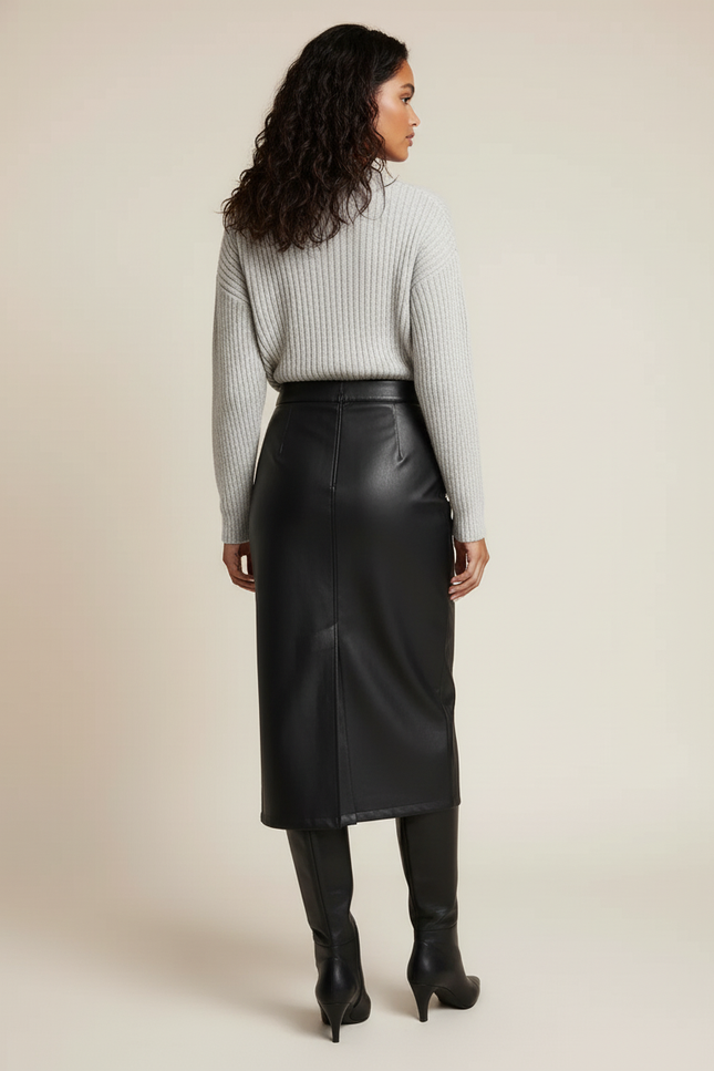 Jupe Crayon Cuir Longue