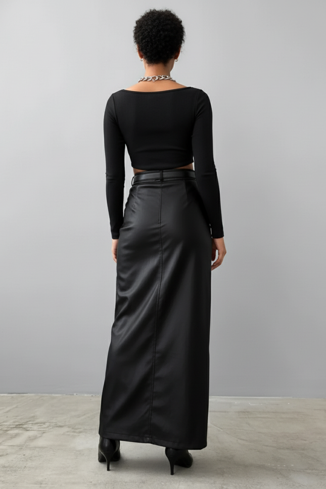 Jupe En Cuir Longue Crayon