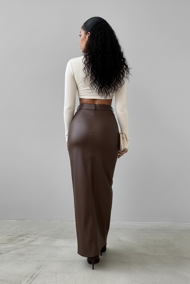 Jupe Crayon Cuir Fendu