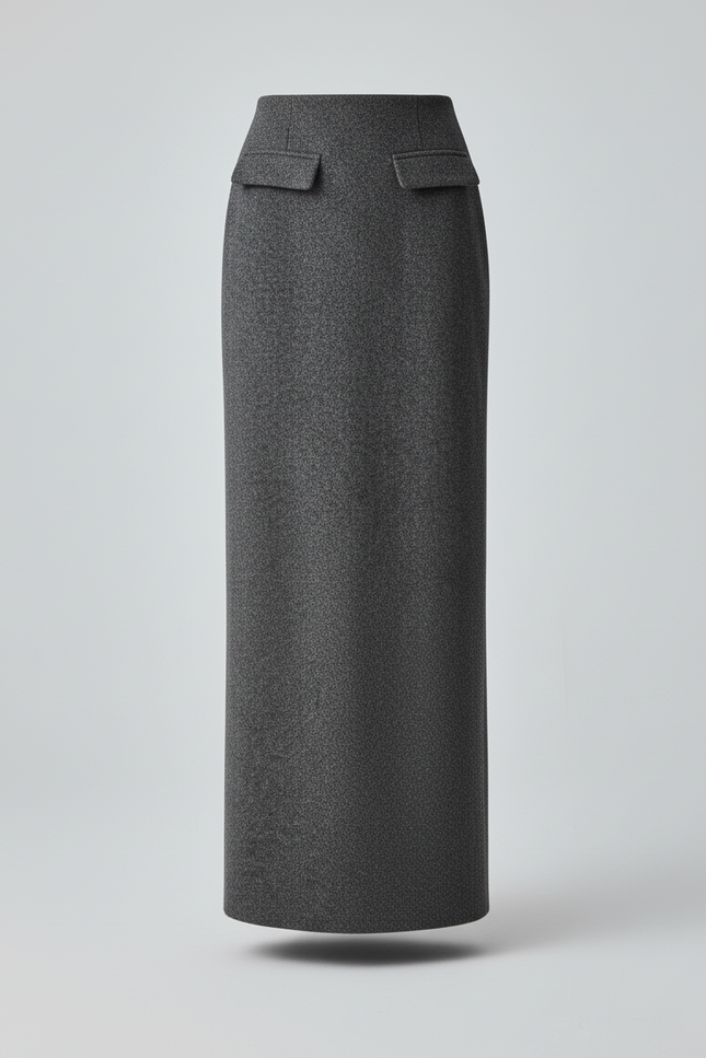 Jupe Crayon Laine Grise Élégante