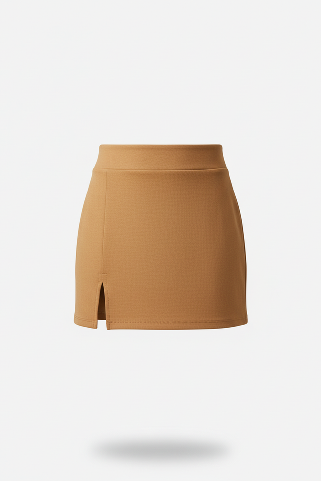 Jupe Crayon Camel Fente Chic