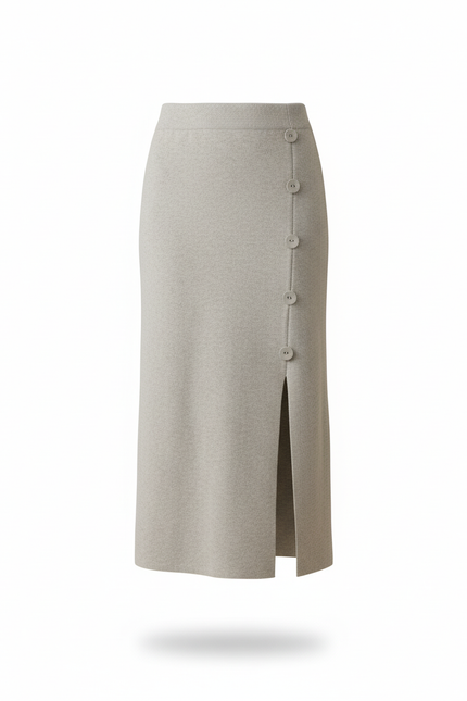 Jupe Crayon Taille Haute Grise