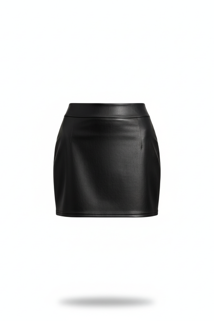 Jupe Crayon Noire Simili Cuir Mini Chic