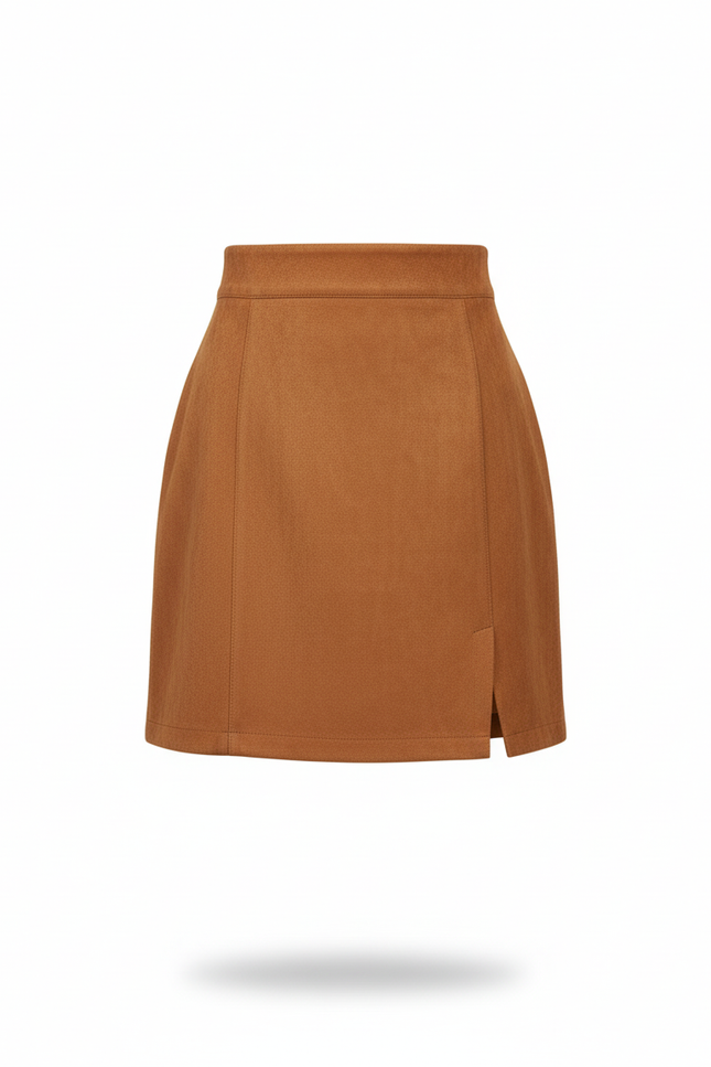 Jupe Crayon Camel Suède Chic