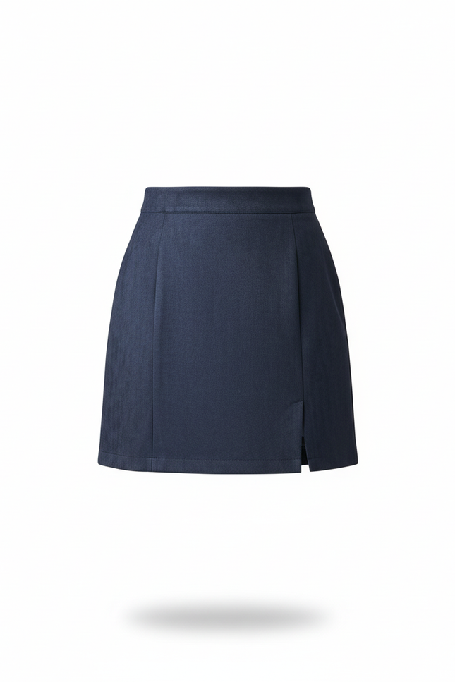 Jupe Crayon Daim Bleu Marine Chic